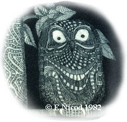 GUFO, acquaforte di Evelyne Nicod incisore